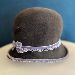 Louise Green Charcoal Grey Hat with silver/Gray Trim